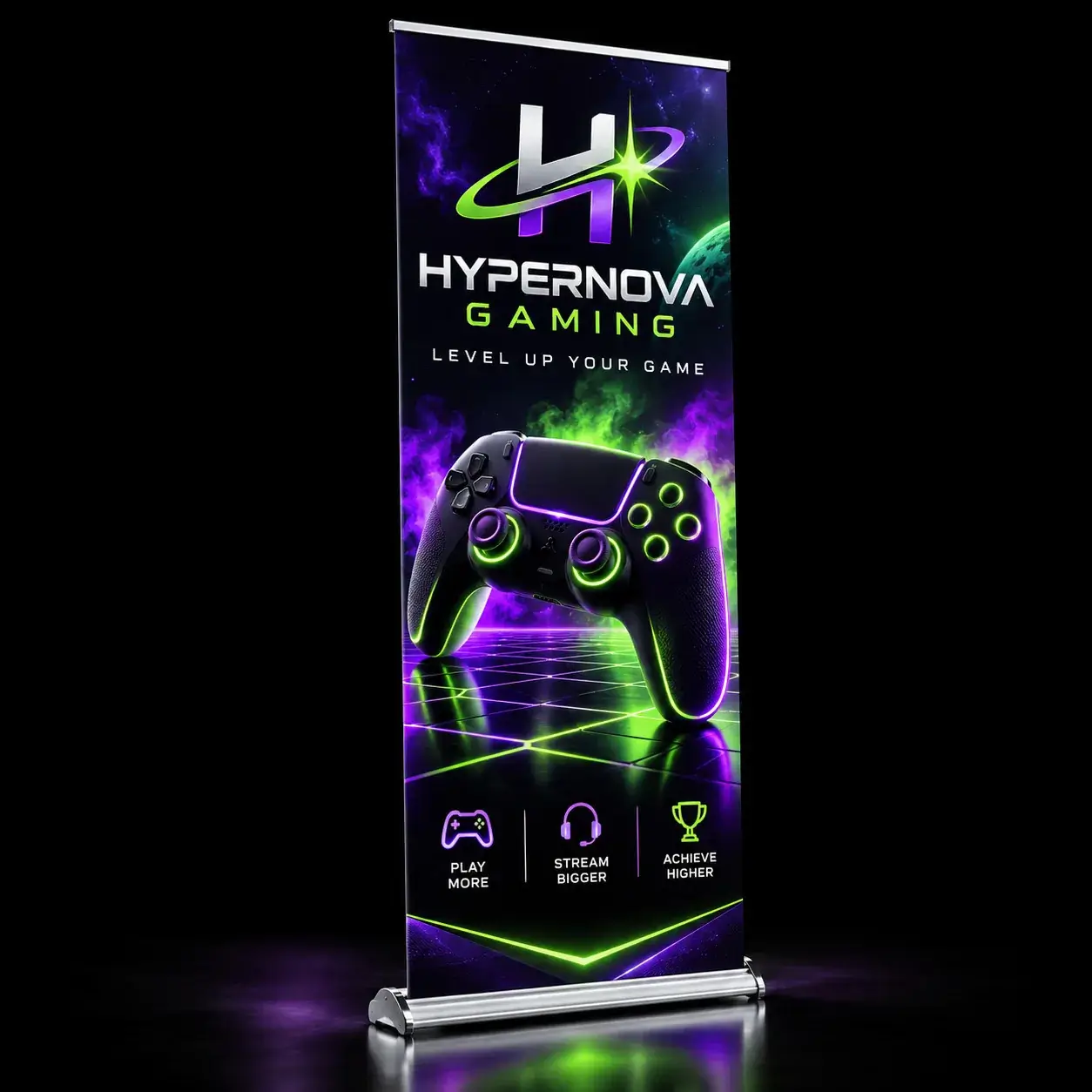 Standard retractable banner stand set up quickly for indoor business events and promotions