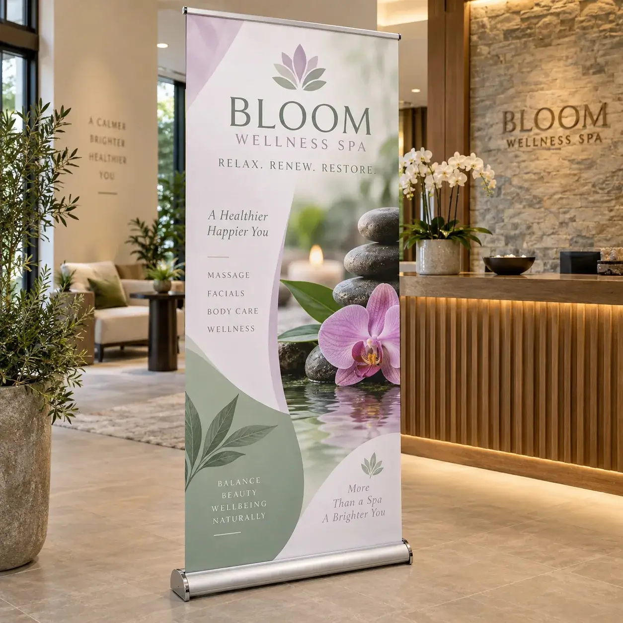 Custom retractable banner used for indoor advertising and promotional campaigns
