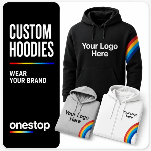 Custom printed hoodies for businesses, teams, events, and branded merchandise from OneStop in Tampa